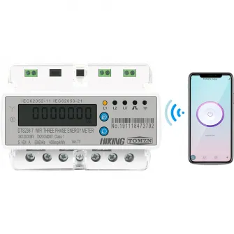 Contor trifazat inteligent TOMZN DTS238-7TY pentru monitorizare energie electrica, Wi-Fi, 110V 220V 50/60Hz, compatibil cu Tuya / Smartlife