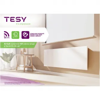 Convector de perete TESY CN 06 140 EA CLOUD AS W, 1400 W,control prin internet, tesyCloud, AirSafe, seria FinEco Cloud