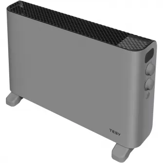 Convector de podea Tesy CN 207 ZF G, 4 optiuni de setare a caldurii: 1000/2000 W + ventilator, termostat, functie turbo, gri