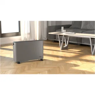 Convector de podea Tesy CN 207 ZF G, 4 optiuni de setare a caldurii: 1000/2000 W + ventilator, termostat, functie turbo, gri