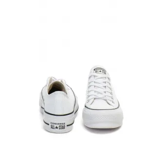 Converse, Tenisi de piele flatform Chuck Taylor All Star Lift, Alb, 8.5