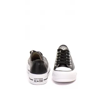 Converse, Tenisi flatform de piele Chuck Taylor All Star, Negru, 6