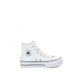 Converse, Tenisi flatform inalti, unisex de piele Chuck Taylor All Star, Alb, 9