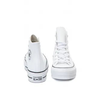 Converse, Tenisi flatform inalti, unisex de piele Chuck Taylor All Star, Alb, 9