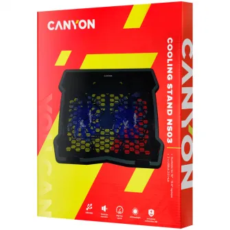 Cooler laptop Canyon NS03, 15.6, 2 ventilatoare, LED, Negru