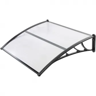 Copertina policarbonat Kring Bruno, bara mijloc aluminiu, transparent, brate sustinere negre, 120x100