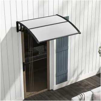 Copertina policarbonat Kring Bruno, bara mijloc aluminiu, transparent, brate sustinere negre, 120x100