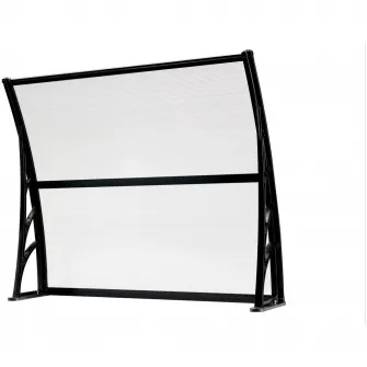 Copertina policarbonat Kring Bruno, bara mijloc aluminiu, transparent, brate sustinere negre, 150x100