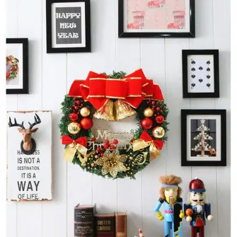 Coronita decorativa cu globuri Decoris, diametru 33 cm, plastic, auriu