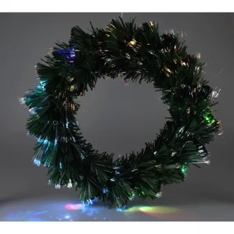 Coronita decorativa cu LED si fibra optica, diametru 50 cm, 9 LED-uri multicolore