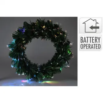 Coronita decorativa cu LED si fibra optica, diametru 50 cm, 9 LED-uri multicolore
