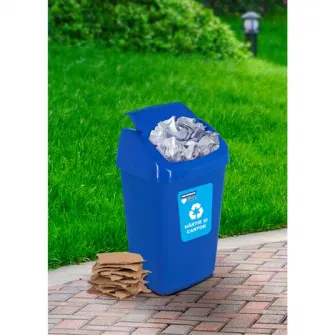 Cos de gunoi cu capac batant Heinner Care reciclare ECO, albastru, 35L