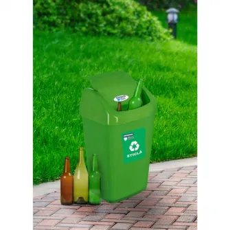 Cos de gunoi cu capac batant Heinner Care reciclare ECO, verde, 35L