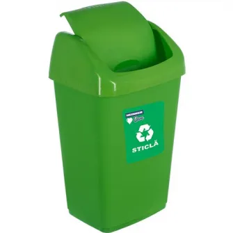 Cos de gunoi cu capac batant Heinner Care reciclare ECO, verde, 35L