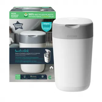 Cos pentru scutece Tommee Tippee Sangenic Twist and Click, Alb/Gri