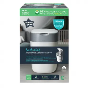 Cos pentru scutece Tommee Tippee Sangenic Twist and Click, Alb/Gri