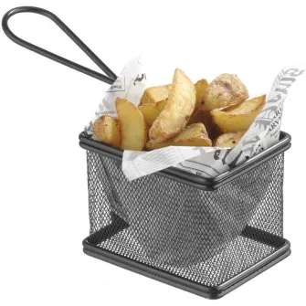 Cos servire tip mini-fry, pentru servire snacks, cartofi prajiti, inox, 125x100x85 mm, Hendi