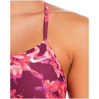 Costum inot piscina femei Nike Multi Print Cutout One Piece, marime 40, roz