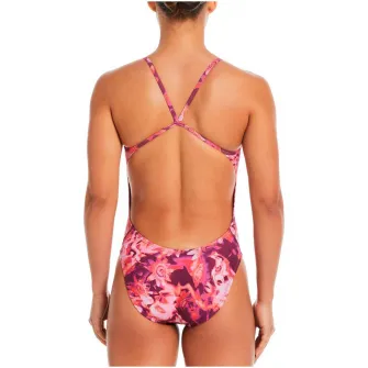 Costum inot piscina femei Nike Multi Print Cutout One Piece, marime 40, roz
