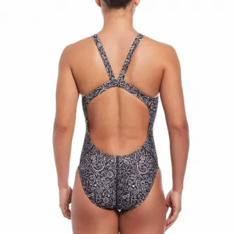 Costum inot piscina femei Nike Multi Print Fastback One Piece, marime 38, negru/alb