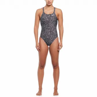 Costum inot piscina femei Nike Multi Print Fastback One Piece, marime 38, negru/alb
