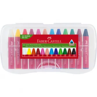 Creioane Cerate 12 culori Jumbo Cutie Plastic Faber-Castell