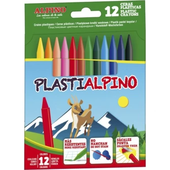 Восковые карандаши Alpino Plasti, картонная коробка, 12 цветов/набор