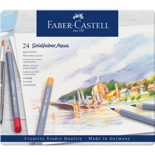Цветные карандаши Faber-Castell Aquarelle, 24 цвета, металлическая коробка goldfaber