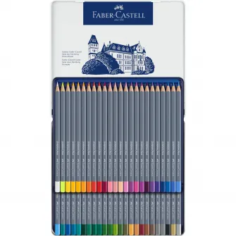Creioane Colorate Aquarelle Faber-Castell, 48 culori, goldfaber cutie metal
