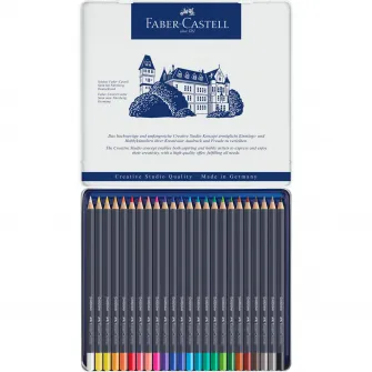 Creioane Colorate Faber-Castell, 24 culori, goldfaber cutie metal