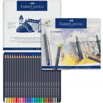 Creioane Colorate Faber-Castell, 24 culori, goldfaber cutie metal