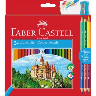 Creioane colorate Faber-Castell 24 si 3 culori Eco