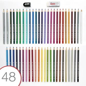 Creioane colorate Faber-Castell, 48 culori si 4 accesorii cutie metal