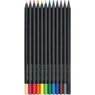 Creioane colorate Faber-Castell Black Edition, 12 culori/set