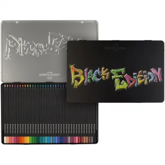 Creioane colorate Faber-Castell Black Edition 36 culori, cutie metal