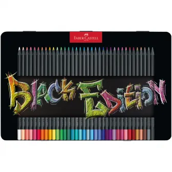 Creioane colorate Faber-Castell Black Edition 36 culori, cutie metal