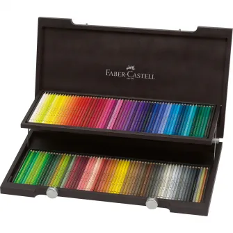 Creioane colorate Faber-Castell Polychromos, 120 culori, cutie din lemn