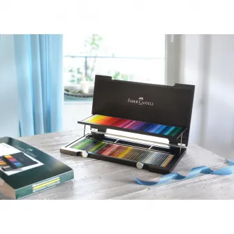 Creioane colorate Faber-Castell Polychromos, 120 culori, cutie din lemn