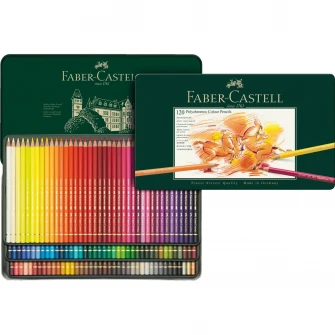 Creioane colorate Faber-Castell Polychromos 120 culori, cutie metal