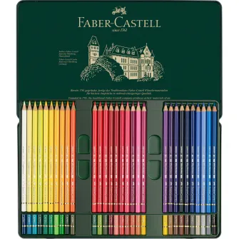 Creioane colorate Faber-Castell Polychromos, 60 culori, cutie metalica