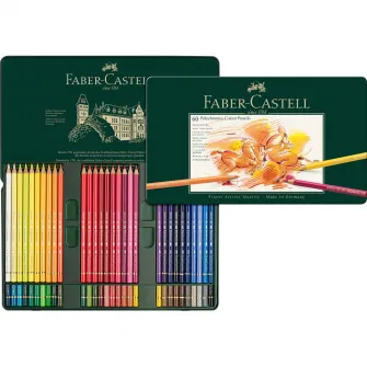 Creioane colorate Faber-Castell Polychromos, 60 culori, cutie metalica