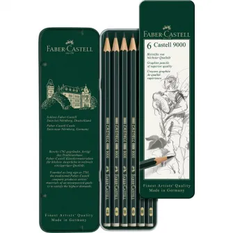 Creion Grafit Faber-Castell Castell 9000, 6 buc