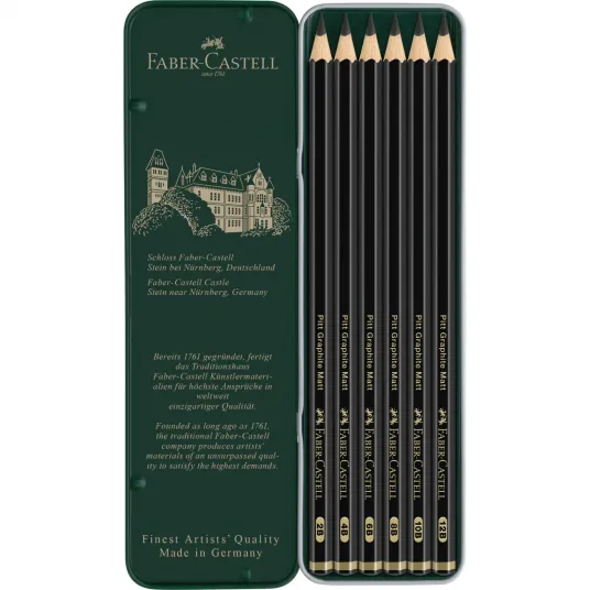 Карандаши графитные Faber-Castell Pitt Mat 6 шт./набор, металлическая коробка