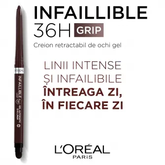 Creion mecanic de ochi Gel LOreal Paris Infaillible 36H Grip Brown Denim, 1.2 g
