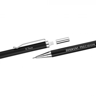 Металлический механический карандаш Derwent Professional, HB 0,7 мм, премиум-качество, сменные стержни и ластики в комплекте, черный