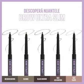 Creion pentru definirea sprancenelor Maybelline New York Brow Ultra Slim, 4.5 Ash Brown, 0.85g