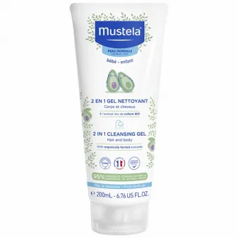 Crema 2 in 1 de curatare pentru par si corp Mustela, 200ml