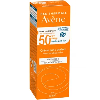 Crema de fata cu protectie solara Avene SPF 50+ TRIASORB, pentru ten sensibil, fara parfum, 50 ml
