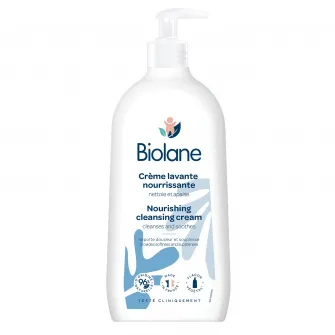 Crema de spalare hranitoare pentru par si corp bebelusi Biolane, 96% ingrediente de origine naturala, 750 ml