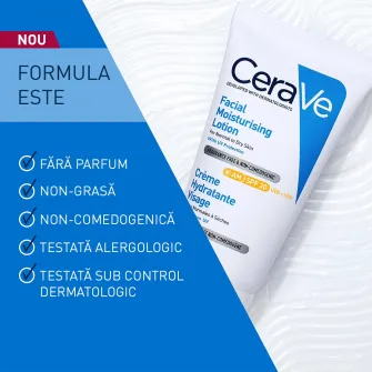 Crema hidratanta pentru fata CeraVe AM, cu ceramide, SPF 30, ten normal-uscat, 52 ml